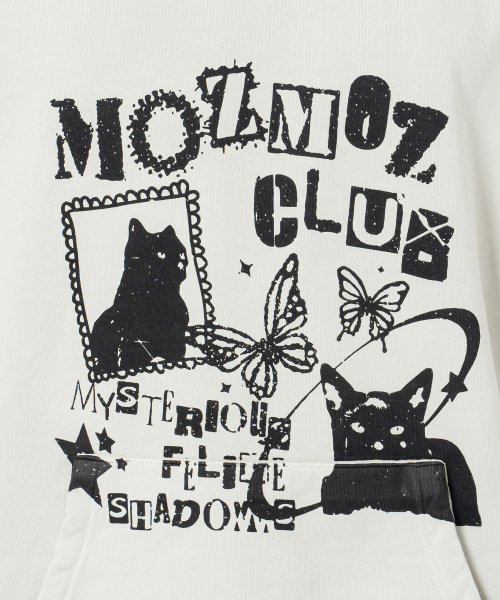 MOZMOZ(モズモズ)の「テリー起毛ピグメントミステリーキャットオーバーサイズフードベージュ(パーカー・レディース・その他・1/2/3)」の4枚目の写真