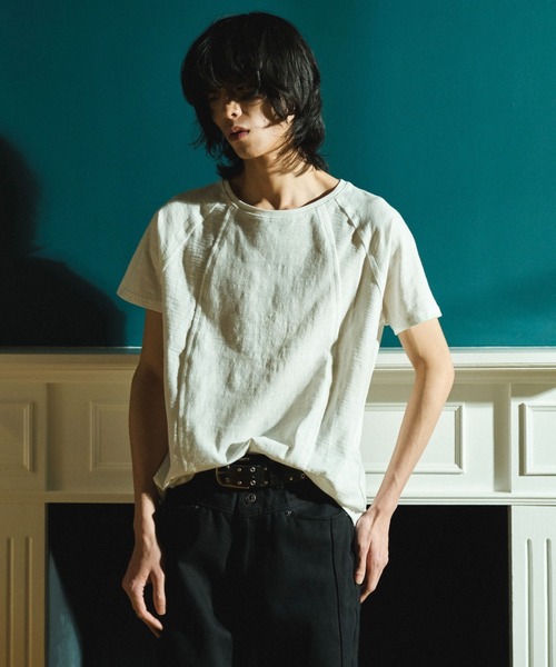 Camphor wood(カンファーウッド)の「RAGLAN SEAM SLUB JUST TEE / ラグランシームスラブTシャツ(Tシャツ/カットソー・メンズ・ブラック/ホワイト・LARGE/MEDIUM/SMALL)」の1枚目の写真