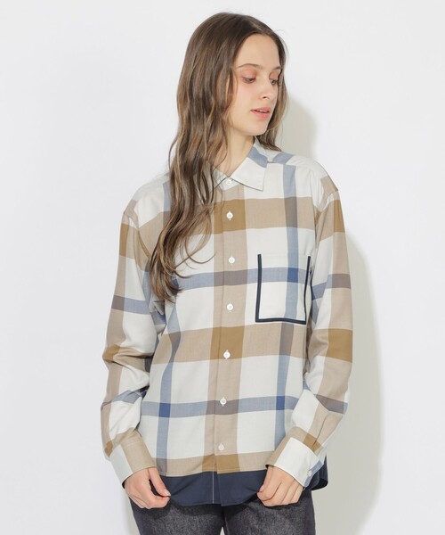 CB CRESTBRIDGE(シービークレストブリッジ)の「クレストブリッジチェックトリムシャツ(シャツ/ブラウス・レディース・ブルー系その他7/ベージュ系その他3・2/1)」の2枚目の写真