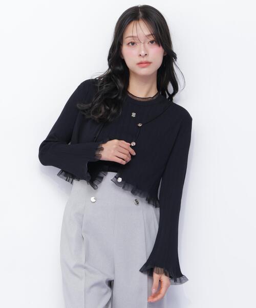 JILL by JILL STUART(ジルバイジルスチュアート)の「<アンサンブル対応>シアートリムショートカーディガン(ニット/セーター・レディース・ブラック/ホワイト/ホワイト系その他/ピンク・FREE)」の8枚目の写真