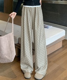 ハート柄ワイドパンツ