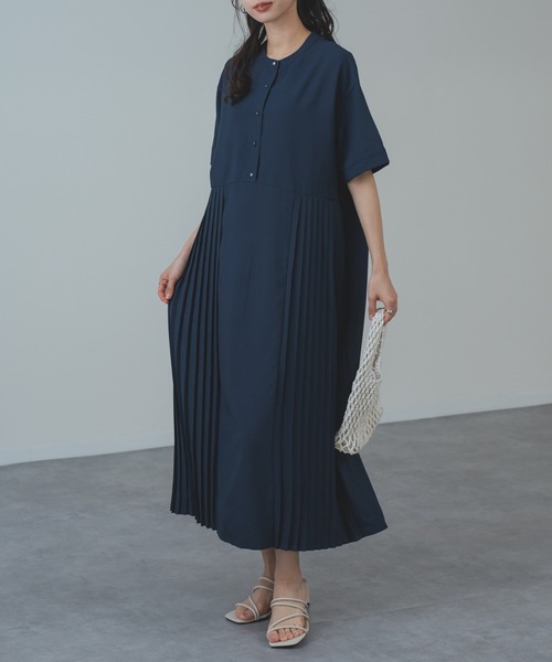 refinedworks】セレモニー にも◎半袖 上品 プリーツ ワンピース