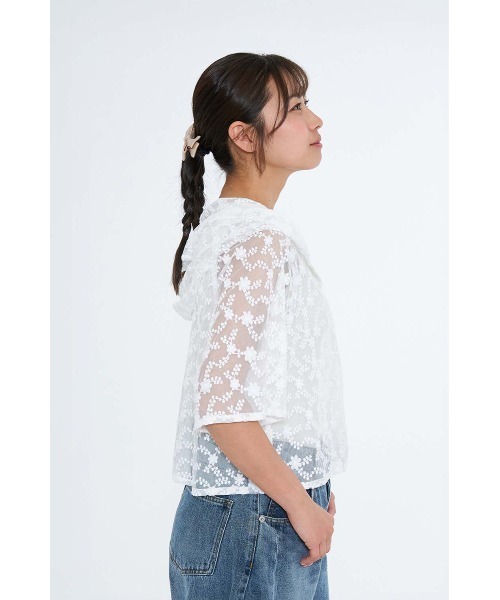 HEART MARKET（ハートマーケット）の「レース柄半袖フードブラウス（シャツ/ブラウス・レディース・ホワイト/グリーン/ナチュラル・FREE）」の8枚目の写真