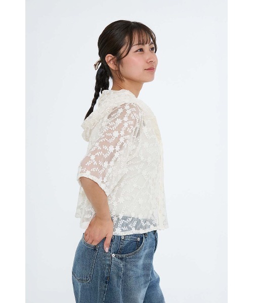 HEART MARKET（ハートマーケット）の「レース柄半袖フードブラウス（シャツ/ブラウス・レディース・ホワイト/グリーン/ナチュラル・FREE）」の11枚目の写真