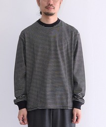 PR01.（ピーアールワン）の「Healthknit Classic Border Jersey Side Slit Crewneck サイドスリットロングTシャツ  L/S (#51055)（Tシャツ/カットソー）」