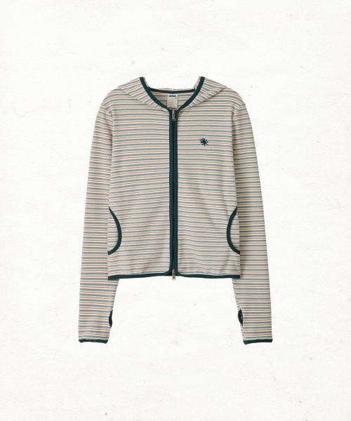 DD stripe trim hoodie zip‑up (MINT) — худи‑кардиган с полоской, мятный