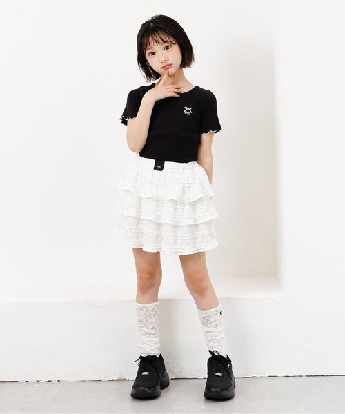 algy（アルジー）の「【puchily プチプラライン】フリル リブ半袖Tシャツ（Tシャツ/カットソー・キッズ・ブラック/サックスブルー/オフホワイト/ピンク・130/120/160/150/140）」の13枚目の写真