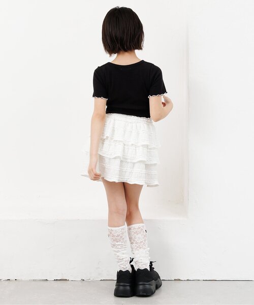 algy（アルジー）の「【puchily プチプラライン】フリル リブ半袖Tシャツ（Tシャツ/カットソー・キッズ・ブラック/サックスブルー/オフホワイト/ピンク・130/120/160/150/140）」の12枚目の写真