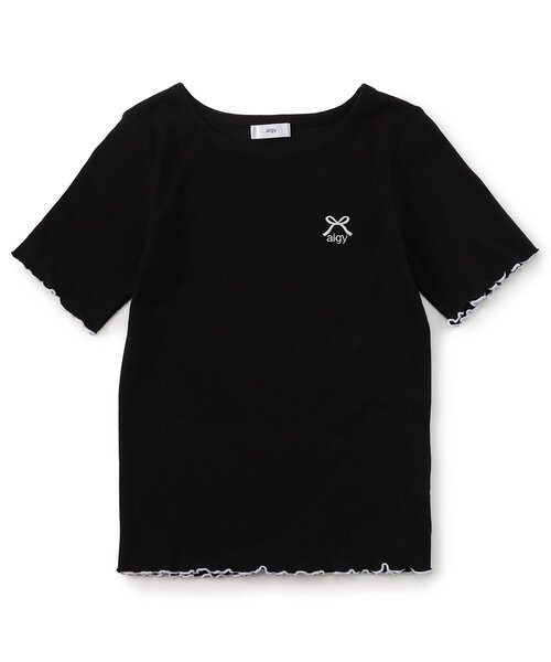 algy（アルジー）の「【puchily プチプラライン】フリル リブ半袖Tシャツ（Tシャツ/カットソー・キッズ・ブラック/サックスブルー/オフホワイト/ピンク・130/120/160/150/140）」の15枚目の写真