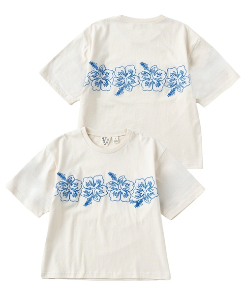 ROXY キッズ MINI BREAK LINE ハイビスカス柄刺?Tシャツ 【2026年夏 ROXY キッズ MINI BREAK LINE ハイビスカス柄刺?Tシャツ 【2026年夏