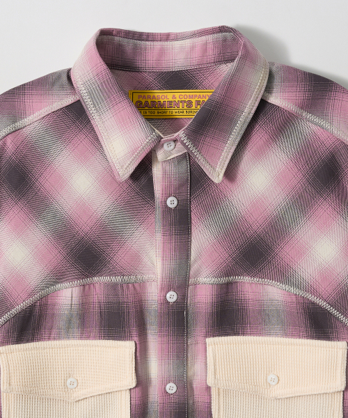 GARMENTS FAB（ガーメンツファブ）の「Zig-Zag Stitch Check shirts (PINK)（シャツ/ブラウス・レディース・その他・LARGE/MEDIUM）」の3枚目の写真
