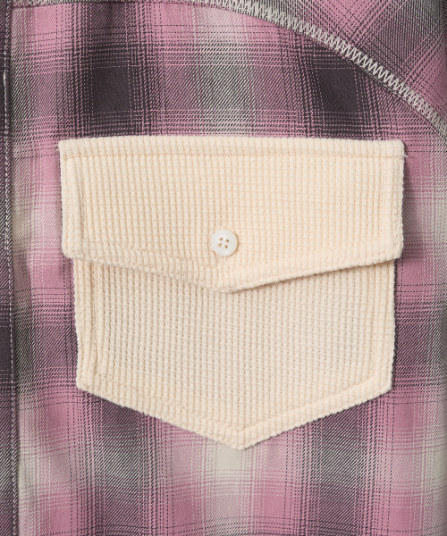 GARMENTS FAB（ガーメンツファブ）の「Zig-Zag Stitch Check shirts (PINK)（シャツ/ブラウス・レディース・その他・LARGE/MEDIUM）」の4枚目の写真