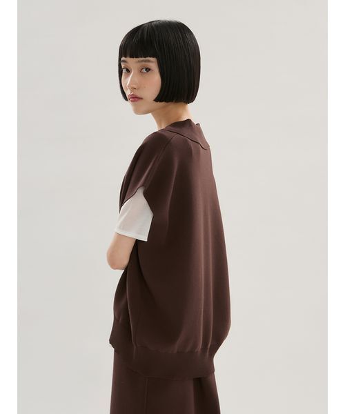 emmi(エミ)の「エフォートレスポロニット【セットアップ対応】(ニット/セーター・レディース・ネイビー/ブラウン/ライトベージュ・F)」の7枚目の写真