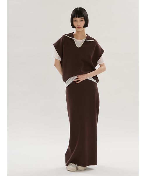 emmi(エミ)の「エフォートレスポロニット【セットアップ対応】(ニット/セーター・レディース・ネイビー/ブラウン/ライトベージュ・F)」の11枚目の写真