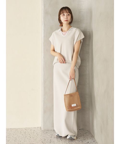 emmi(エミ)の「エフォートレスポロニット【セットアップ対応】(ニット/セーター・レディース・ネイビー/ブラウン/ライトベージュ・F)」の15枚目の写真