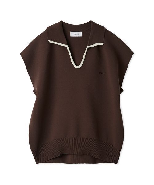 emmi(エミ)の「エフォートレスポロニット【セットアップ対応】(ニット/セーター・レディース・ネイビー/ブラウン/ライトベージュ・F)」の18枚目の写真