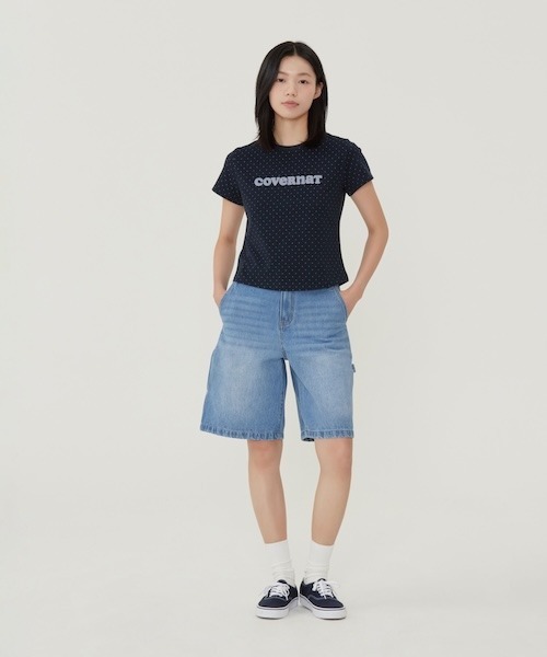 COVERNAT(カバーナット)の「WOMEN COOPERLOGO SLIMFIT T-SHIRT(Tシャツ/カットソー・レディース・ホワイト/ネイビー・MEDIUM/SMALL)」の3枚目の写真