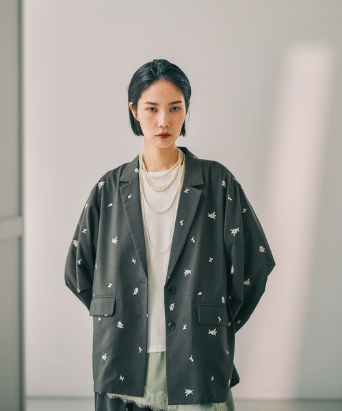 セール】《オフィスライン》刺繍ジャケット 661808（テーラード