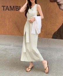 AMAJI（アマジ）の「Vネック ノースリーブ サイドリボン ワンピース（ワンピース）」