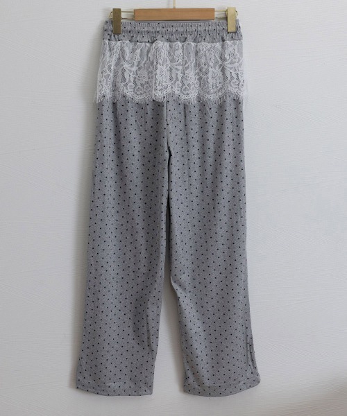 Miniministore(ミニミニストア)の「レース切り替えドット柄 ワイドパンツ美脚(その他パンツ・レディース・ブラック/グレー・3XL/M/XL/L/2XL)」の5枚目の写真