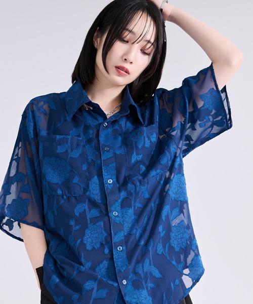 Ellno Loset(エルノロゼット)の「オパールシアージャガードシャツ(シャツ/ブラウス・メンズ・ダークブラウン/ブルー・LARGE/MEDIUM/SMALL)」の2枚目の写真