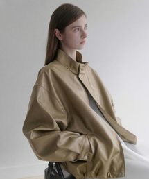 les half leather jacket (beige)