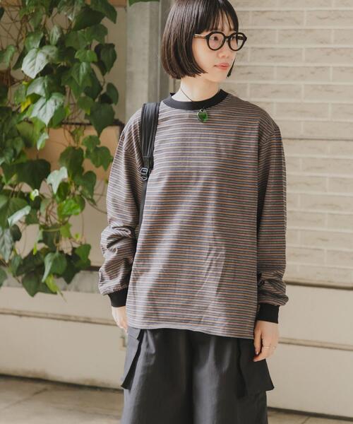 URBAN RESEARCH DOORS(アーバンリサーチドアーズ)の「『スタッフ企画』マルチボーダーロングTシャツ(Tシャツ/カットソー・レディース・ピンク/ブラウン・FREE)」の1枚目の写真