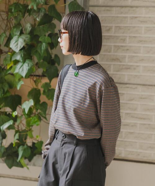URBAN RESEARCH DOORS(アーバンリサーチドアーズ)の「『スタッフ企画』マルチボーダーロングTシャツ(Tシャツ/カットソー・レディース・ピンク/ブラウン・FREE)」の15枚目の写真