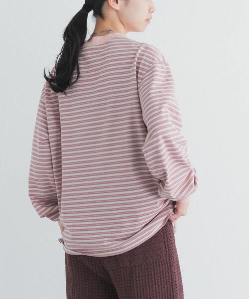 URBAN RESEARCH DOORS(アーバンリサーチドアーズ)の「『スタッフ企画』マルチボーダーロングTシャツ(Tシャツ/カットソー・レディース・ピンク/ブラウン・FREE)」の6枚目の写真