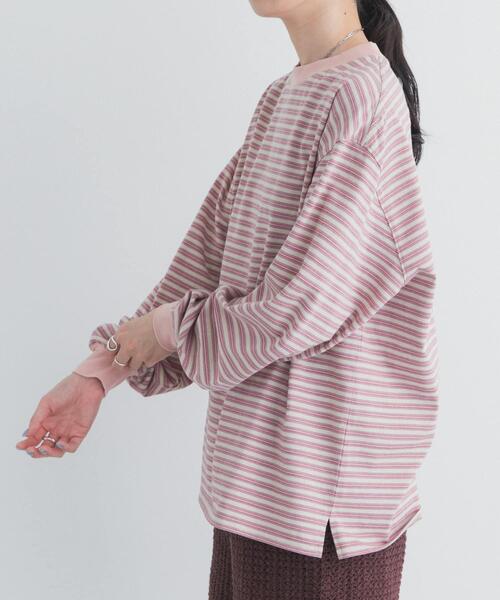 URBAN RESEARCH DOORS(アーバンリサーチドアーズ)の「『スタッフ企画』マルチボーダーロングTシャツ(Tシャツ/カットソー・レディース・ピンク/ブラウン・FREE)」の7枚目の写真