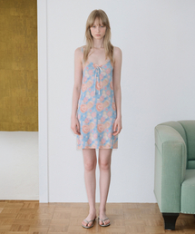 Flower Print Sleeveless Knit Dress (Blue)