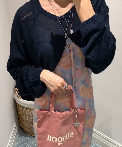 SINOON（シヌーン）の「Flower Print Sleeveless Knit Dress (Blue)（スカート・レディース・ブルー・FREE）」の6枚目の写真