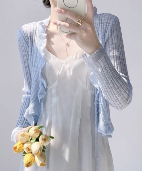 yuue' ( wear )（ユーイ）の「フリルシアーボレロカーディガン/冷房対策（カーディガン/ボレロ・レディース・ホワイト/クリーム/グリーン/ブラック/ブルー・FREE）」の8枚目の写真