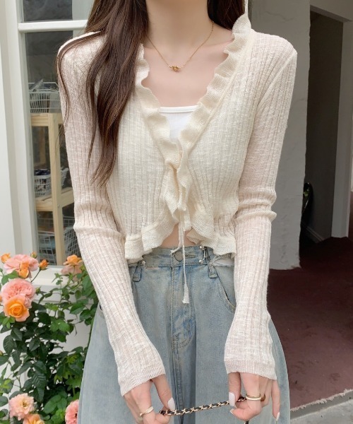 yuue' ( wear )（ユーイ）の「フリルシアーボレロカーディガン/冷房対策（カーディガン/ボレロ・レディース・ホワイト/クリーム/グリーン/ブラック/ブルー・FREE）」の18枚目の写真
