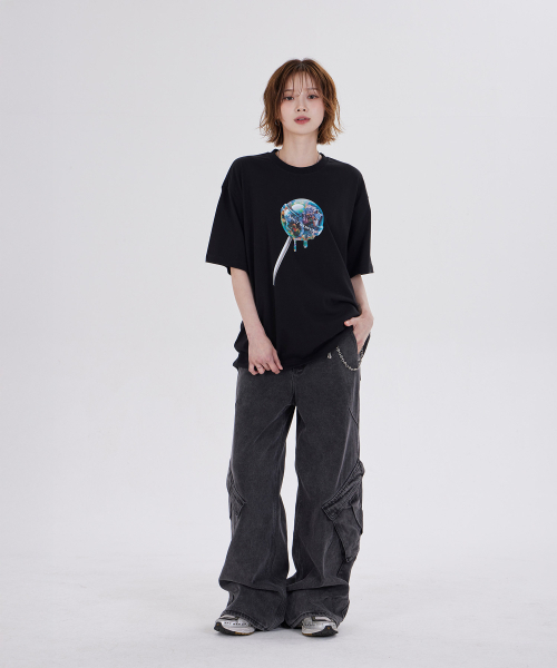 DYSFUNCT(ディスファンクト)の「WOLF FLORAL CANDY T-SHIRT(BLACK)(Tシャツ/カットソー・レディース・その他・SMALL/MEDIUM/LARGE)」の2枚目の写真