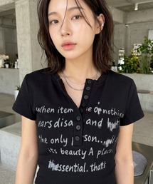 レタリングロゴ ヘンリーネック ショートTシャツ