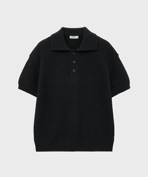 NOIRER(ノイア)の「オーバーサイズヘビーポロハーフニット(ブラック)(ニット/セーター・メンズ・その他・50/48)」の6枚目の写真