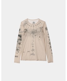 beautiful people（ビューティフルピープル）の「【beautiful people/ビューティフルピープル】cosmos sheer jersey crew neck top/シアーカットソー（Tシャツ/カットソー）」