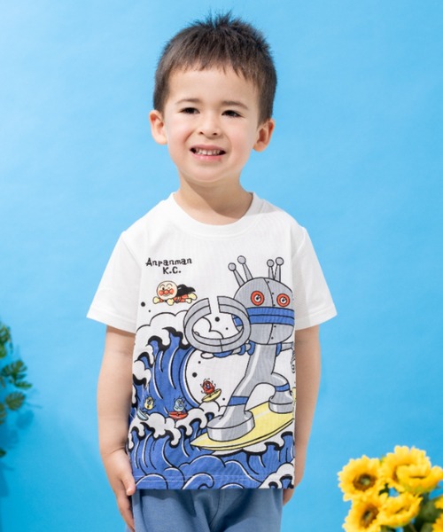 ANPANMAN KIDS COLLECTION(アンパンマンキッズコレクション)の「だだんだん波乗り和柄Tシャツ(Tシャツ/カットソー・キッズ・オフホワイト・110cm/100cm)」の1枚目の写真