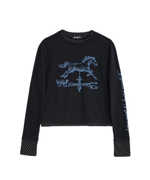 SOMSOC（ソムソック）の「HORSE VANE LAYERED LONG SLEEVE _BLACK（Tシャツ/カットソー・レディース・その他・FREE）」の3枚目の写真