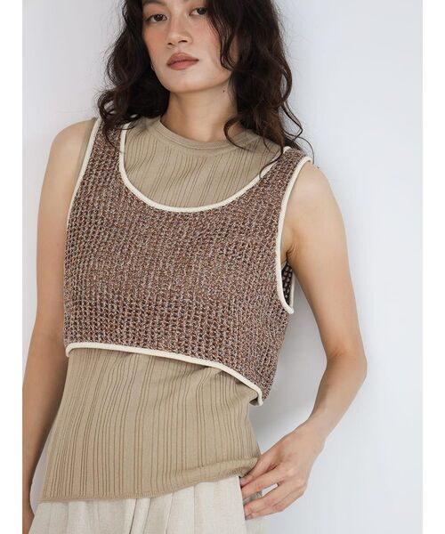 FIKA.(フィーカ)の「Mix knit tank top(その他トップス・レディース・ブラウン/ダークブラウン・MEDIUM)」の5枚目の写真