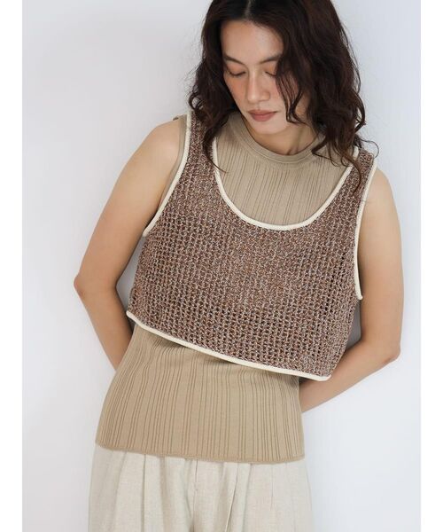 FIKA.(フィーカ)の「Mix knit tank top(その他トップス・レディース・ブラウン/ダークブラウン・MEDIUM)」の6枚目の写真