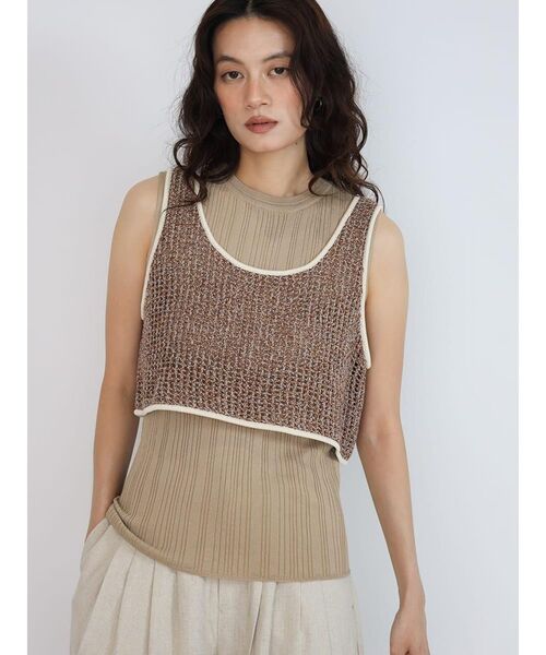 FIKA.(フィーカ)の「Mix knit tank top(その他トップス・レディース・ブラウン/ダークブラウン・MEDIUM)」の7枚目の写真