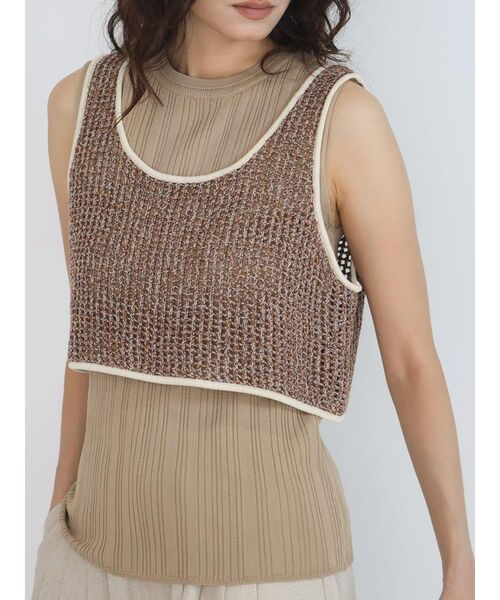 FIKA.(フィーカ)の「Mix knit tank top(その他トップス・レディース・ブラウン/ダークブラウン・MEDIUM)」の12枚目の写真