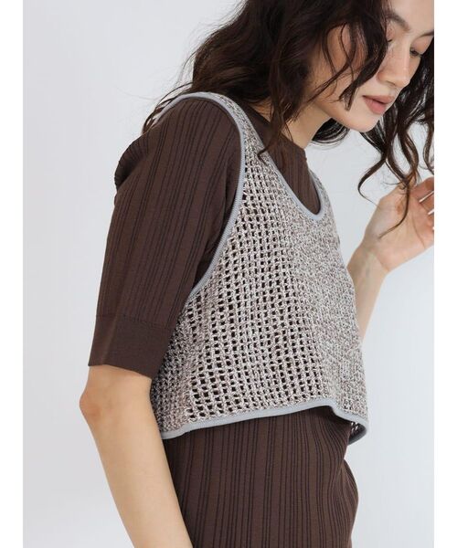 FIKA.(フィーカ)の「Mix knit tank top(その他トップス・レディース・ブラウン/ダークブラウン・MEDIUM)」の16枚目の写真