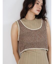 Mix knit tank top