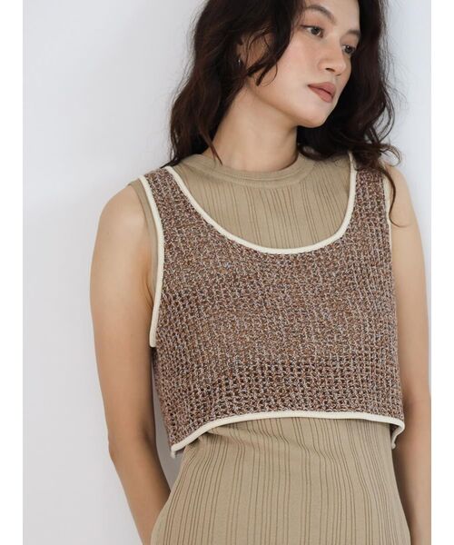FIKA.(フィーカ)の「Mix knit tank top(その他トップス・レディース・ブラウン/ダークブラウン・MEDIUM)」の2枚目の写真