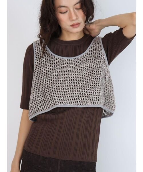 FIKA.(フィーカ)の「Mix knit tank top(その他トップス・レディース・ブラウン/ダークブラウン・MEDIUM)」の1枚目の写真