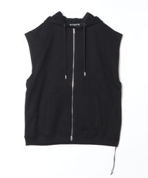 BOXY HAND BEADED SLEEVELESS HOODIE