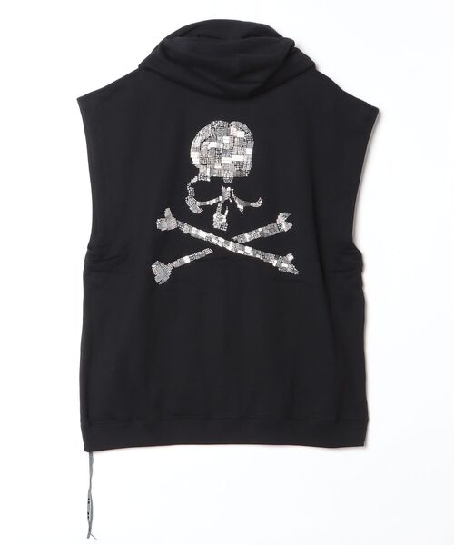 mastermind JAPAN(マスターマインド)の「BOXY HAND BEADED SLEEVELESS HOODIE(パーカー・メンズ・ブラック・XL)」の2枚目の写真